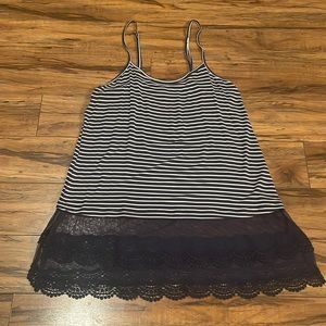 Grace & Lace navy and white strip lace layering tank